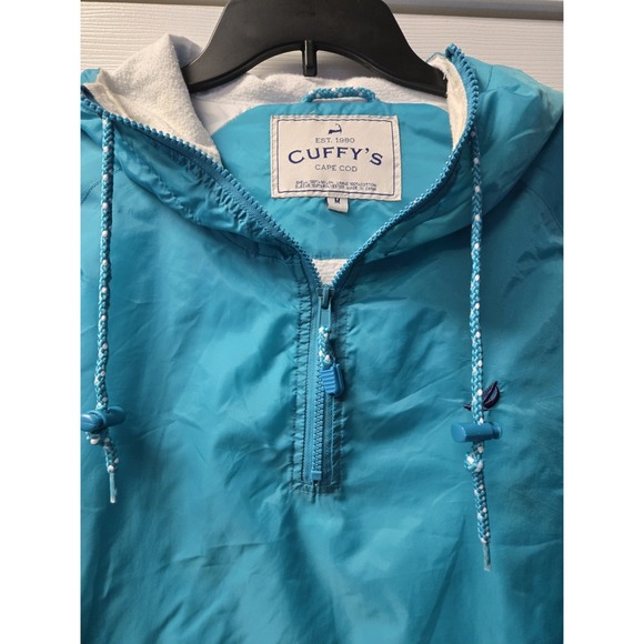 Cuffy's Cape Cod Women's Medium Turquoise 1/4 Zip Pullover Windbreaker. Flaw - Picture 1 of 8
